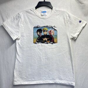 Champion Naruto Graphic Print Short Sleeve T-Shirt Boy Medium White Crew-Neck